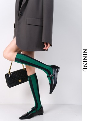 stripe casual bi-color high-socks【NINE9562】