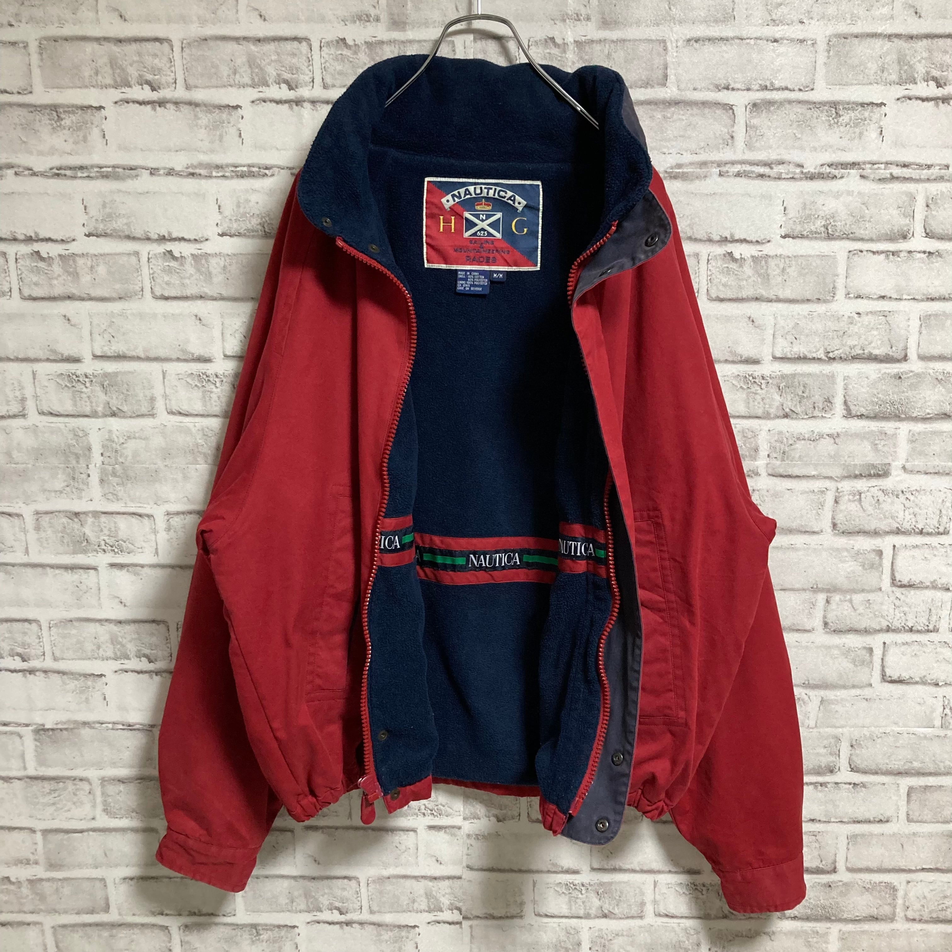 【nautica】Heavy Nylon Jacket L相当 90s “Old nautica”ノーティカ ナイロンジャケット インナーフリース  アウター アメリカ USA 古着