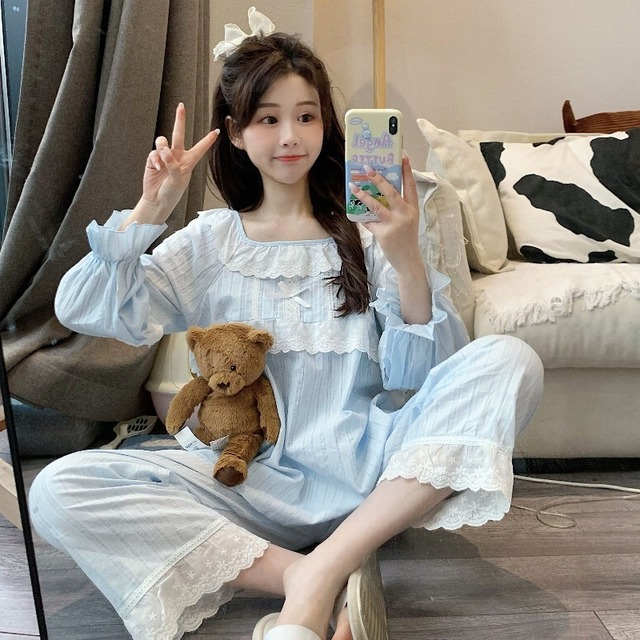 レディースオータムスタイルレース ロング コットン 大人ガーリー スウィート キュート カジュアル 秋物 かわいい ステッチ 萌量不足92341503223