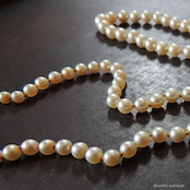 アンティークジュエリー 9ctゴールド アコヤ真珠 天然ロードライトガーネット ネックレス(ソーティングメモ付)