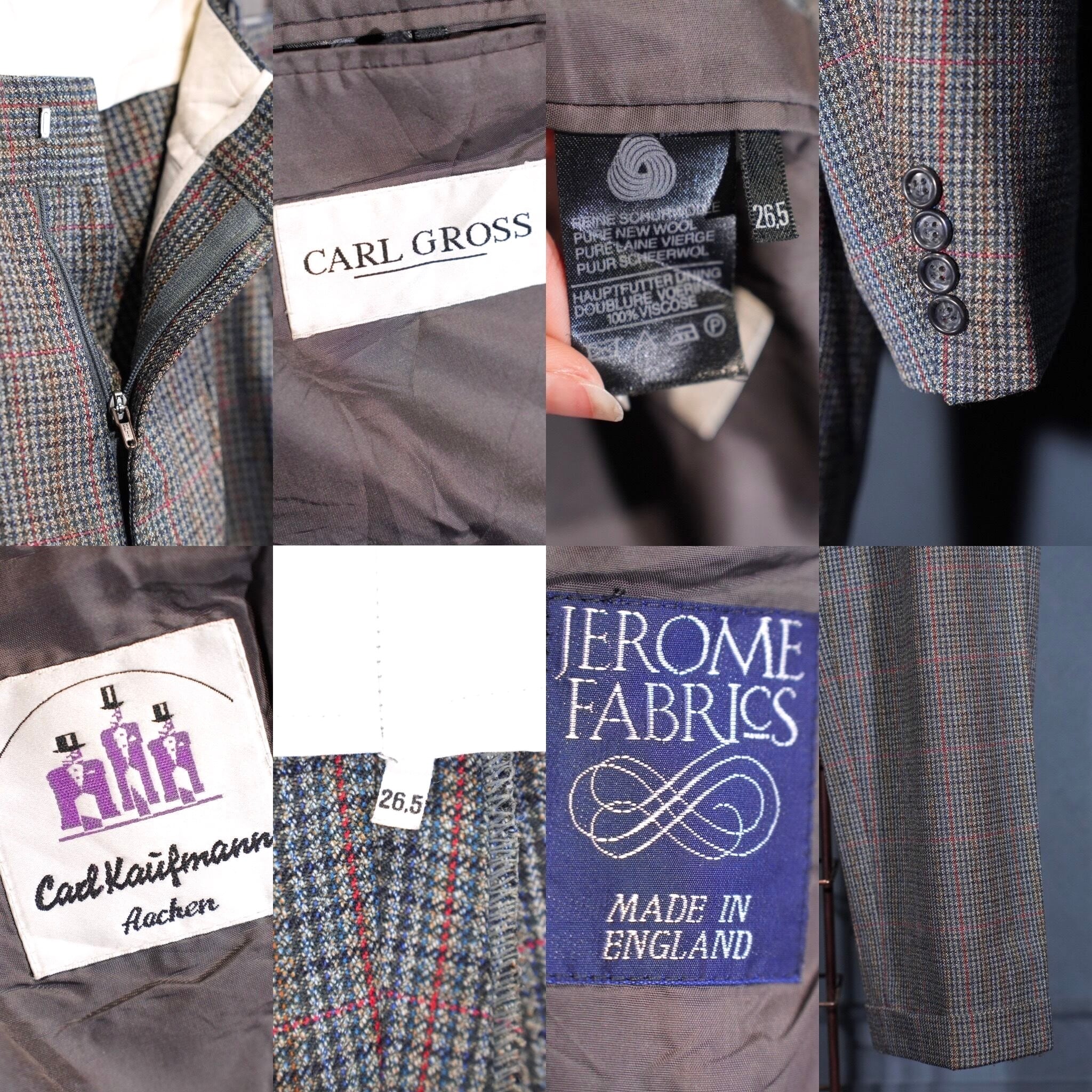 60’s〜EU VINTAGEヨーロッパ古着チェック柄ウールセットアップスーツ EU VINTAGE CARL GROSS CHECK PATTERNED WOOL SET UP SUIT/ヨーロッパ