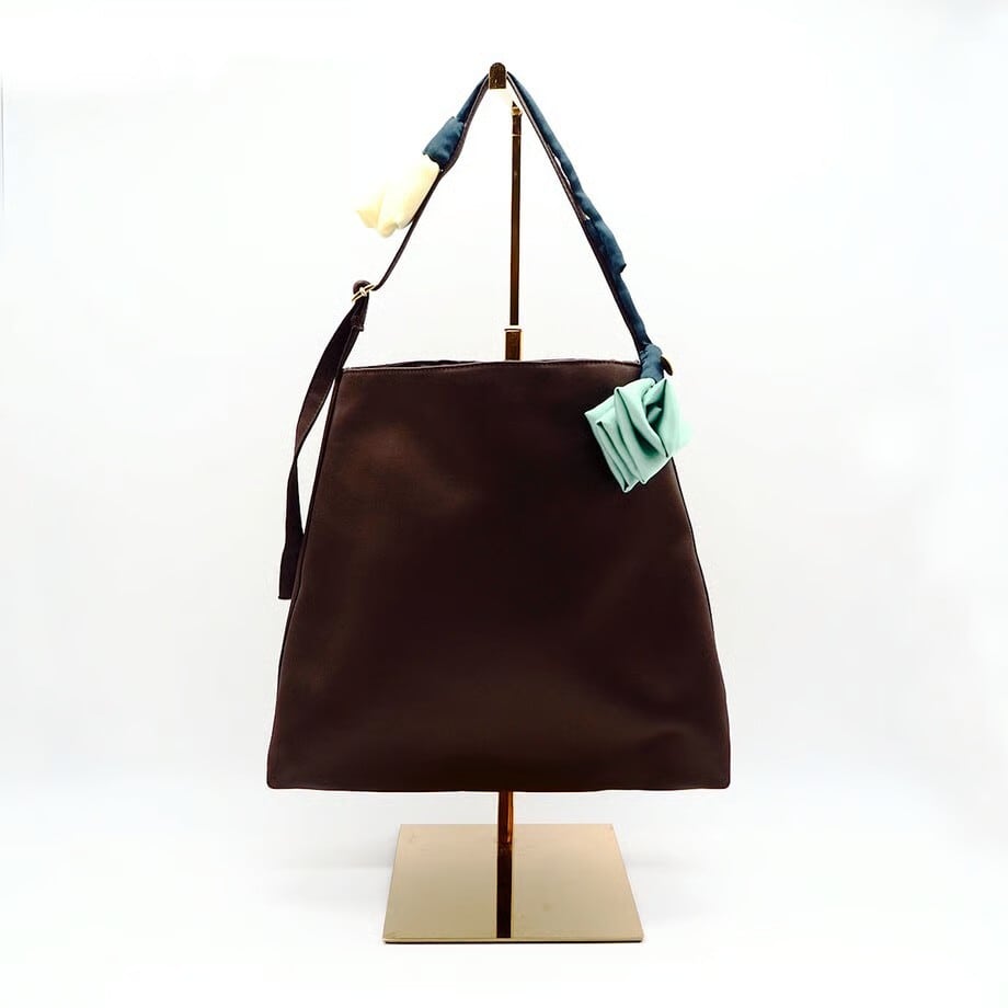 DEMODEE SATIN FLOWER BAG BROWN
