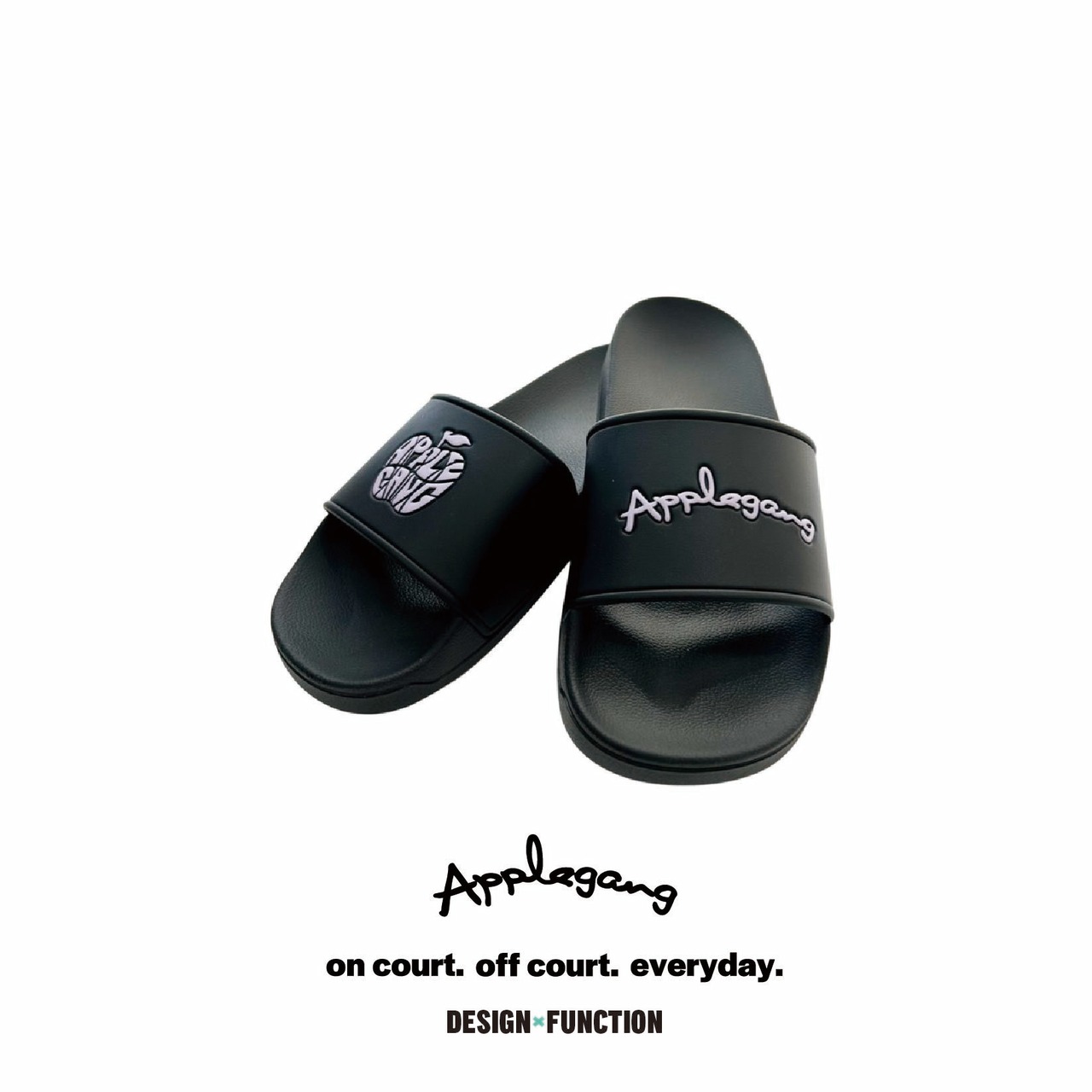 APPLEGANG ASYMMETRIC SLIDES ブラック×パープル