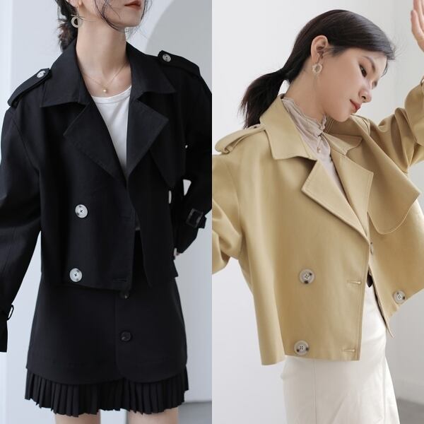 新作 21 秋新作 2色 アウター 秋 アウター 秋レディース トレンチコート レディース トレンチコート レディース 秋 コート レディース ショートコート ショートトレンチコート トレンチコート ショート丈 トレンチコート ショート 通勤服 大人 きれいめ マスタード 黒