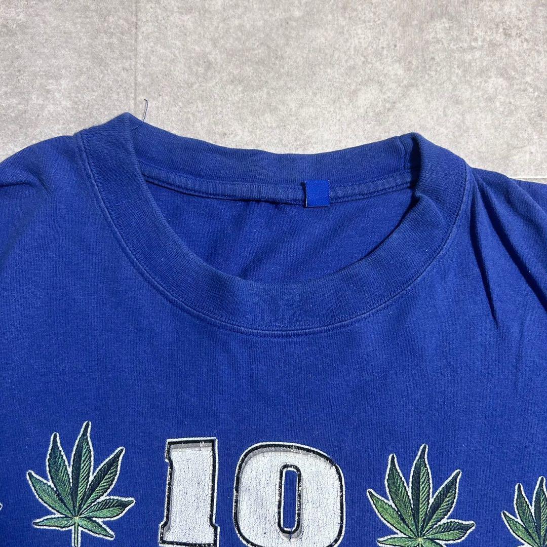 00s Y2K マリファナ 大麻 Tシャツ ガンジャ 半袖 ブルー 青 2XL 00s Y2K マリファナ 大麻 Tシャツ ガンジャ 半袖 ブルー 青 2XL