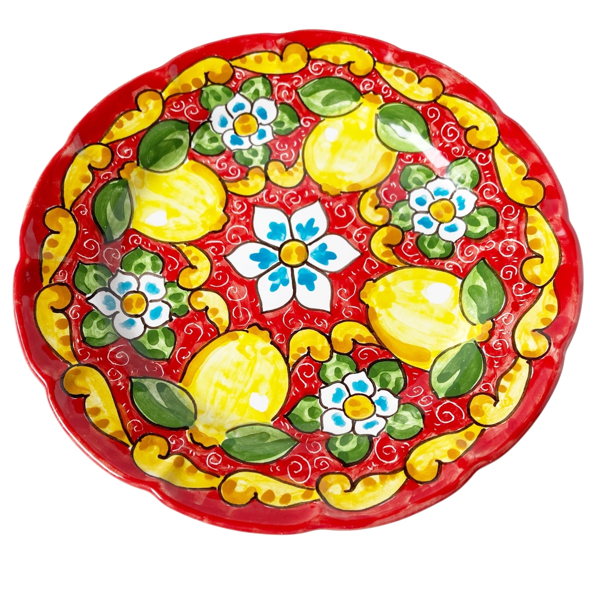 絵皿 26cm GEO047 マヨリカ焼き イタリア陶器 レモン柄 ディナー皿