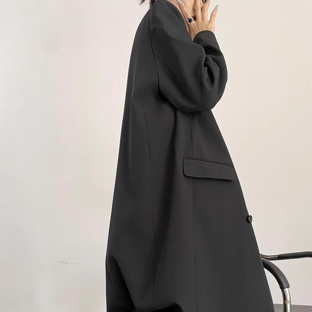 Vintage British Style Mid-Length Over-the-Knee Blazer Trench Coat (ME230)
