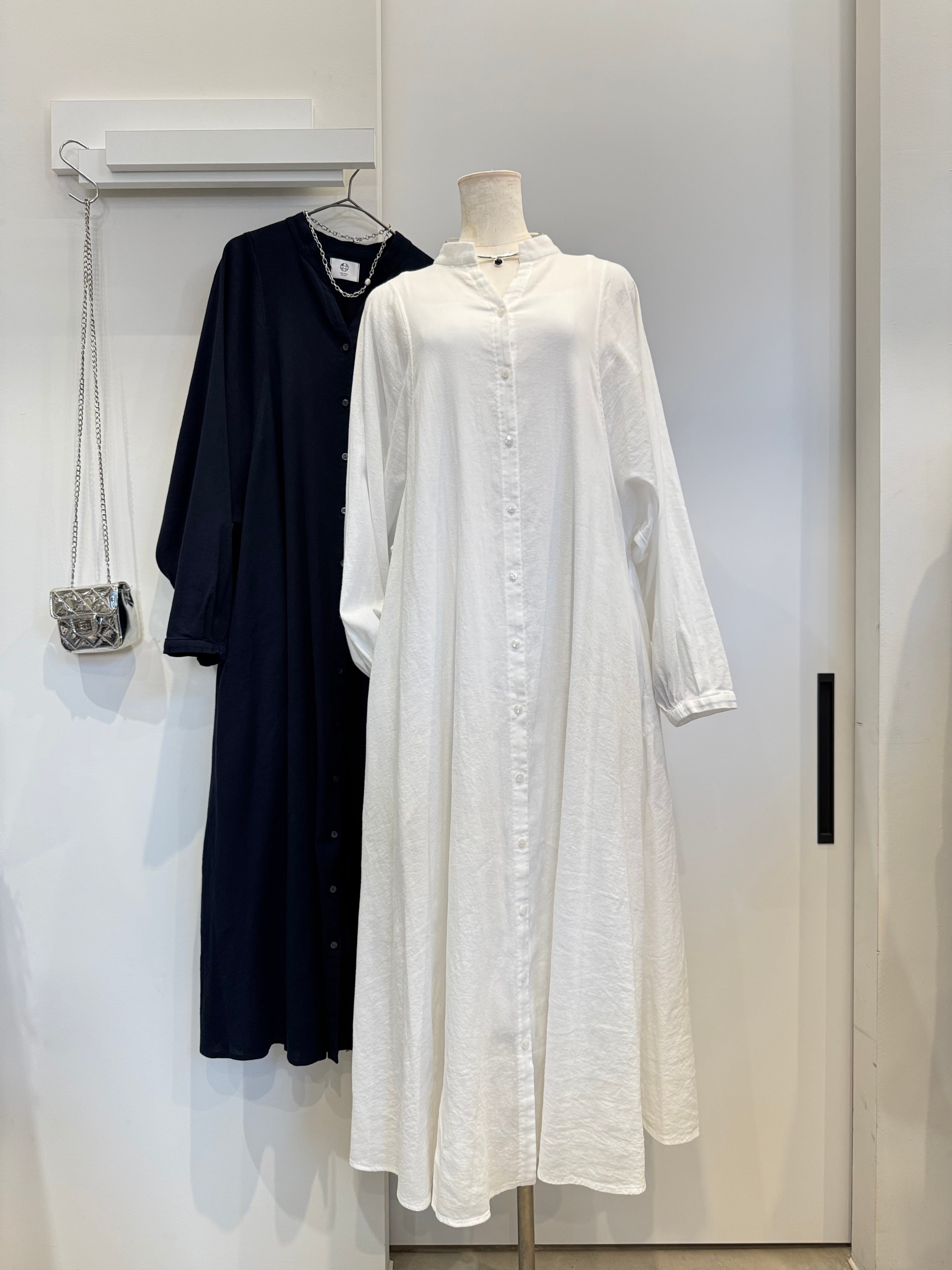 【PASSIONE】高島ちぢみ長袖ワンピース 616101