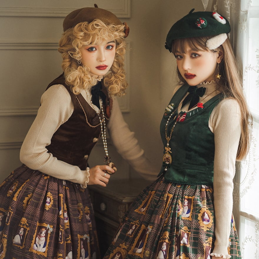 ゴスロリ通販 With U 森ガール ベスト バック編み上げ ベルベット