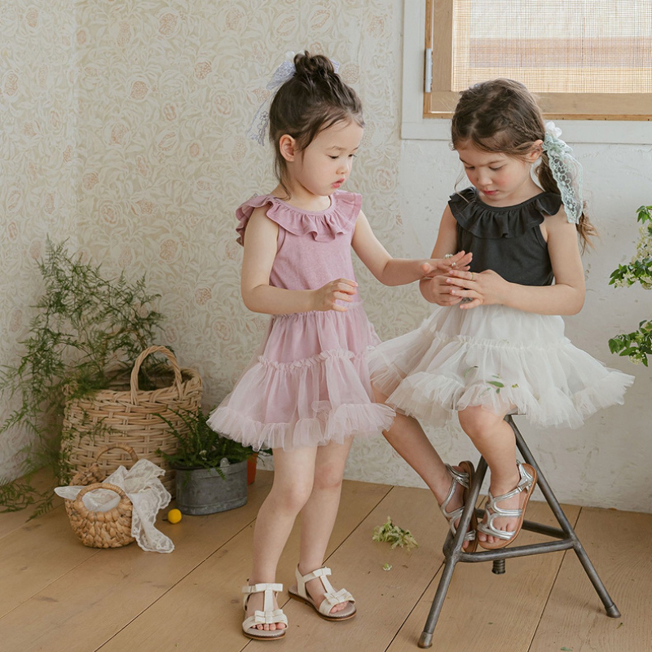 夏パッチワークメッシュワンピース