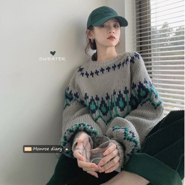 スタンダードセーター レディースルーズオータムウィンターコート ジャケット ロング レトロ 秋物 冬物 モンロー24788165967