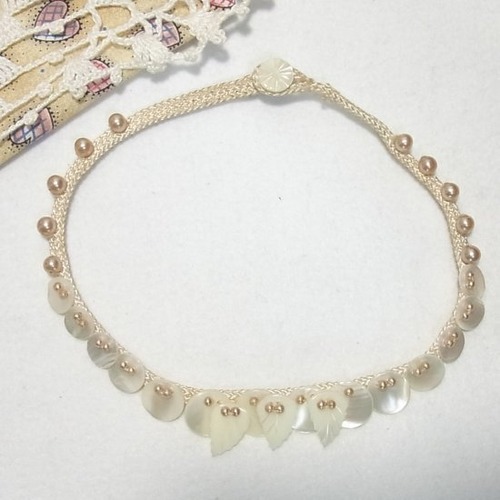 天然貝(マザーオブパール)のチョーカーネックレス　　アクセサリーのセール通販　8041N