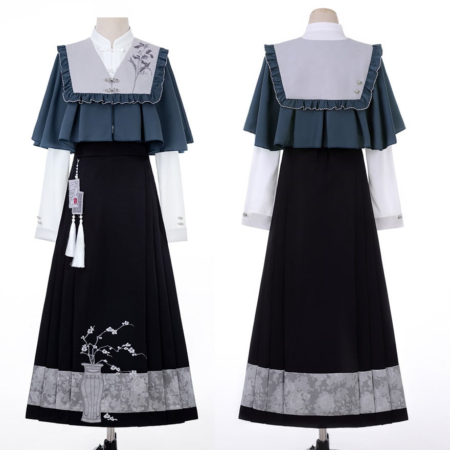 中華風 セットアップ クラシカル 3点セット トップス スカート ショール 控えめ アラサー 30代