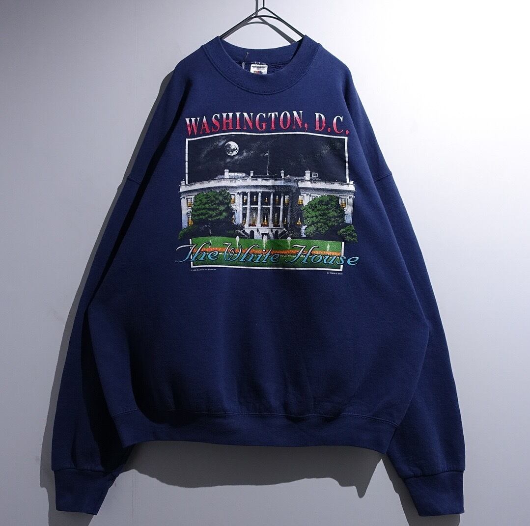 90s "The White House" Navy Landscape Print Sweat