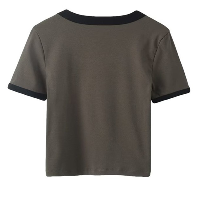 piping cropped t-shirt L0174