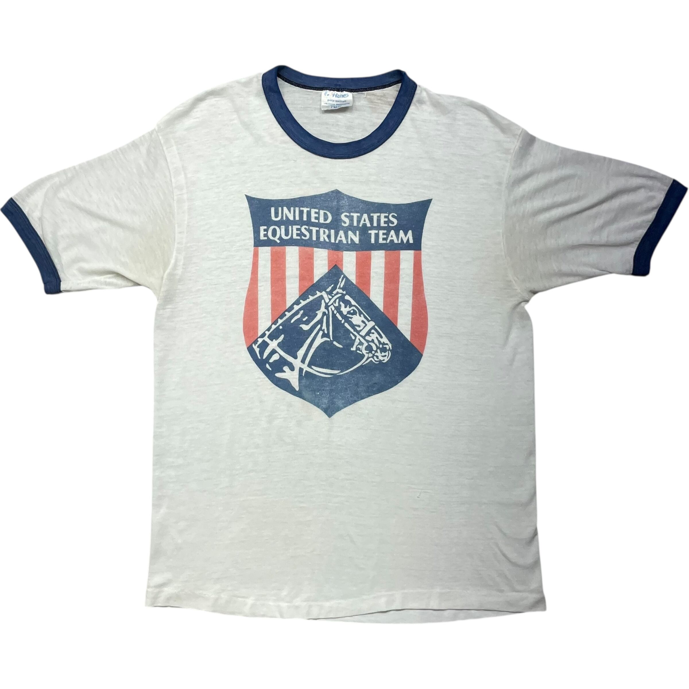 《L》 Hanes ヘインズ Tシャツ フロントプリント リンガーTシャツ 裾シングルステッチ USA製 80年代 vintage no.7521