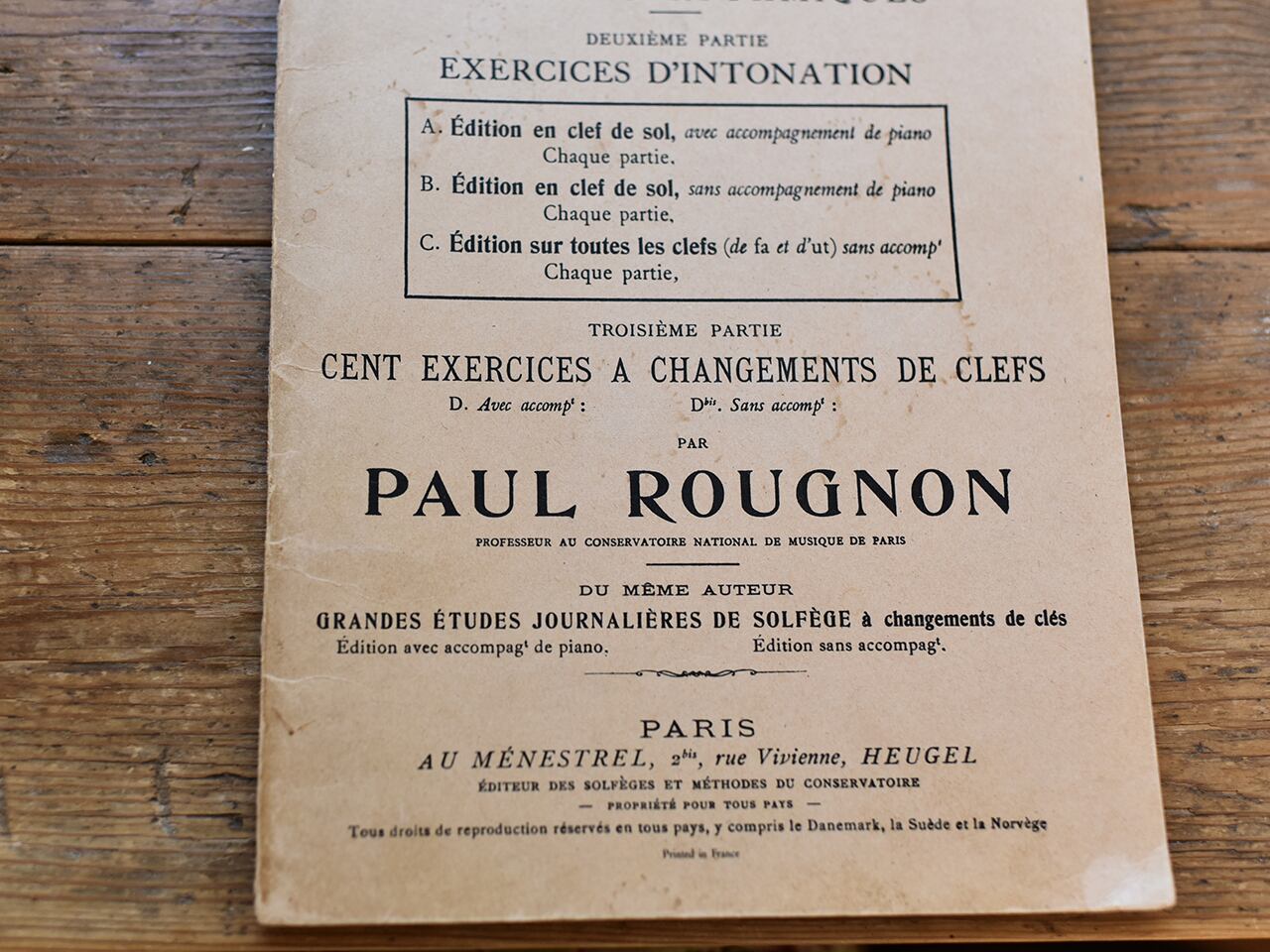 雰囲気のある古い楽譜 Exercices Journaliers de SOLFEGE *フランス