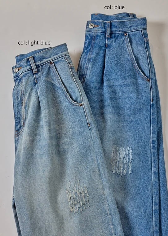 ハイライズタックワイドデニム｜ブルー｜YENN | ASAHIYA