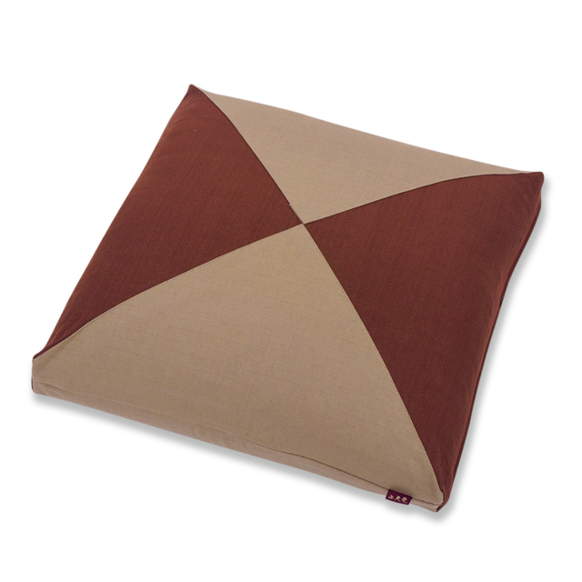 色あそび 角立てパッチワーク　座布団　TK（かれ茶）×JJ（ベージュ）45×45×5