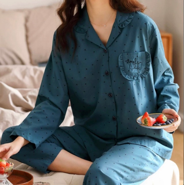 【レシチングモダール使用】【3color/5size】dot design color relax pajamas p141
