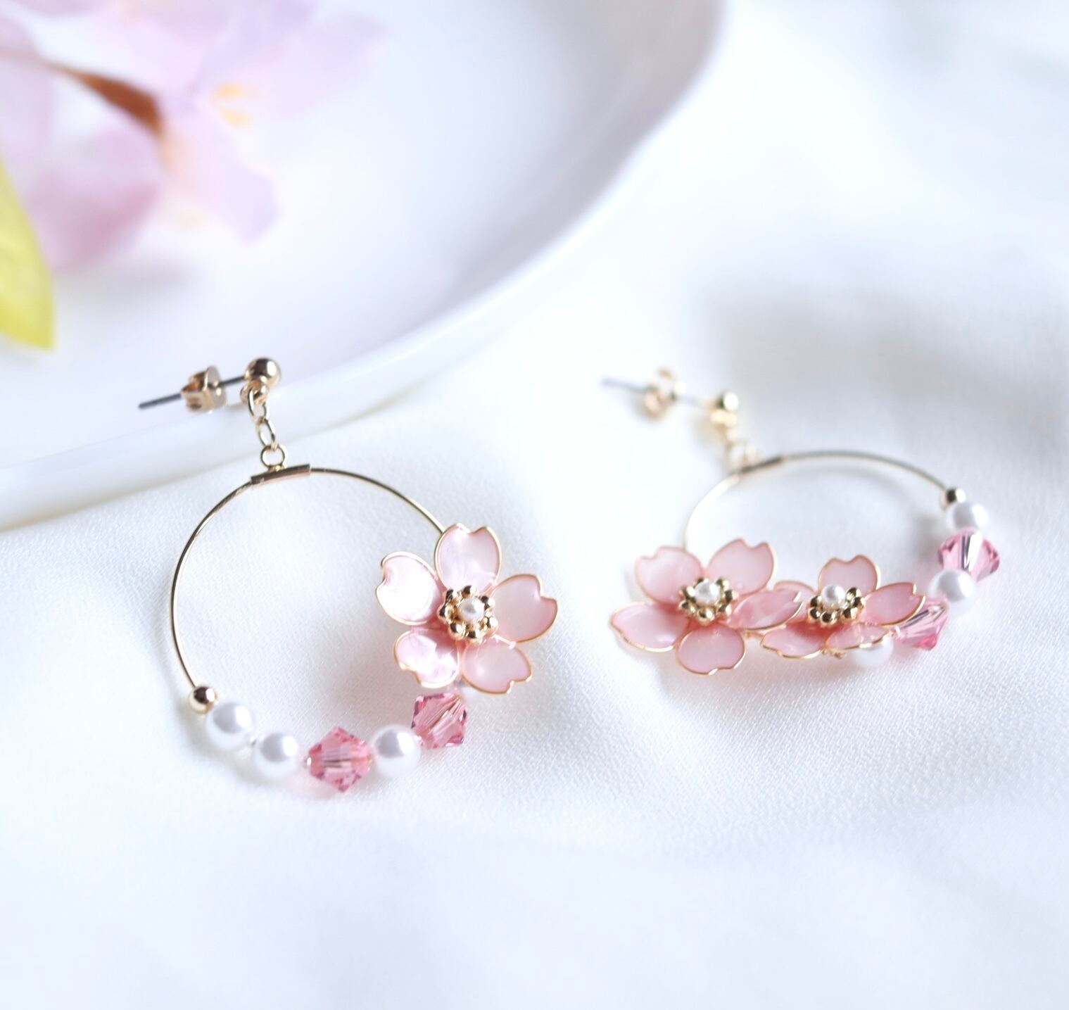桜フープピアス・イヤリング Perl pink サクラ さくら | First season 桜フープピアス・イヤリング Perl pink サクラ さくら | First season
