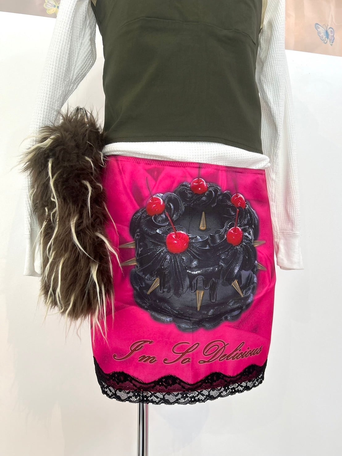 NODRESS Rosy print black cake short skirt