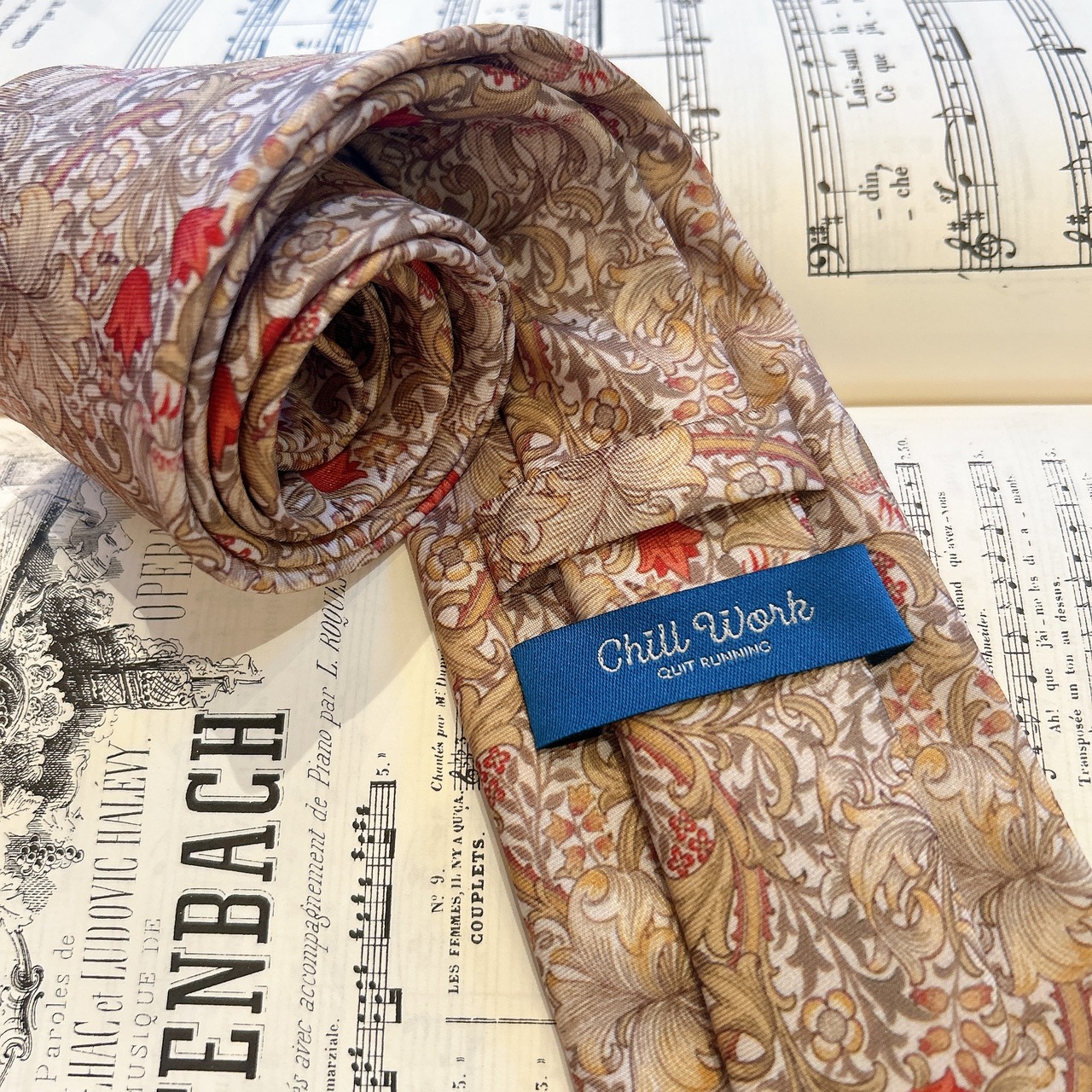 ［William Morris］ネクタイ　ゴールデンリリー　ベージュ