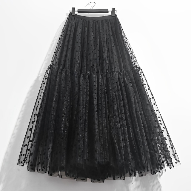 Dot tulle long skirt　M1649