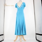 社交ダンス 衣装 スタンダード ドレス ワンピース パーティ衣装 女性用 オールシーズン Yundance 水色 ライトブルー系 派手 鮮やか 上品 ラインストーン キラキラ ドレスセット チョーカー アームカバー インナーパンツ 薄手 夏用 軽量 フィット感 おしゃれ ゆったり サイズ調整可能 東方 ウェディング 着心地 着回し おすすめ