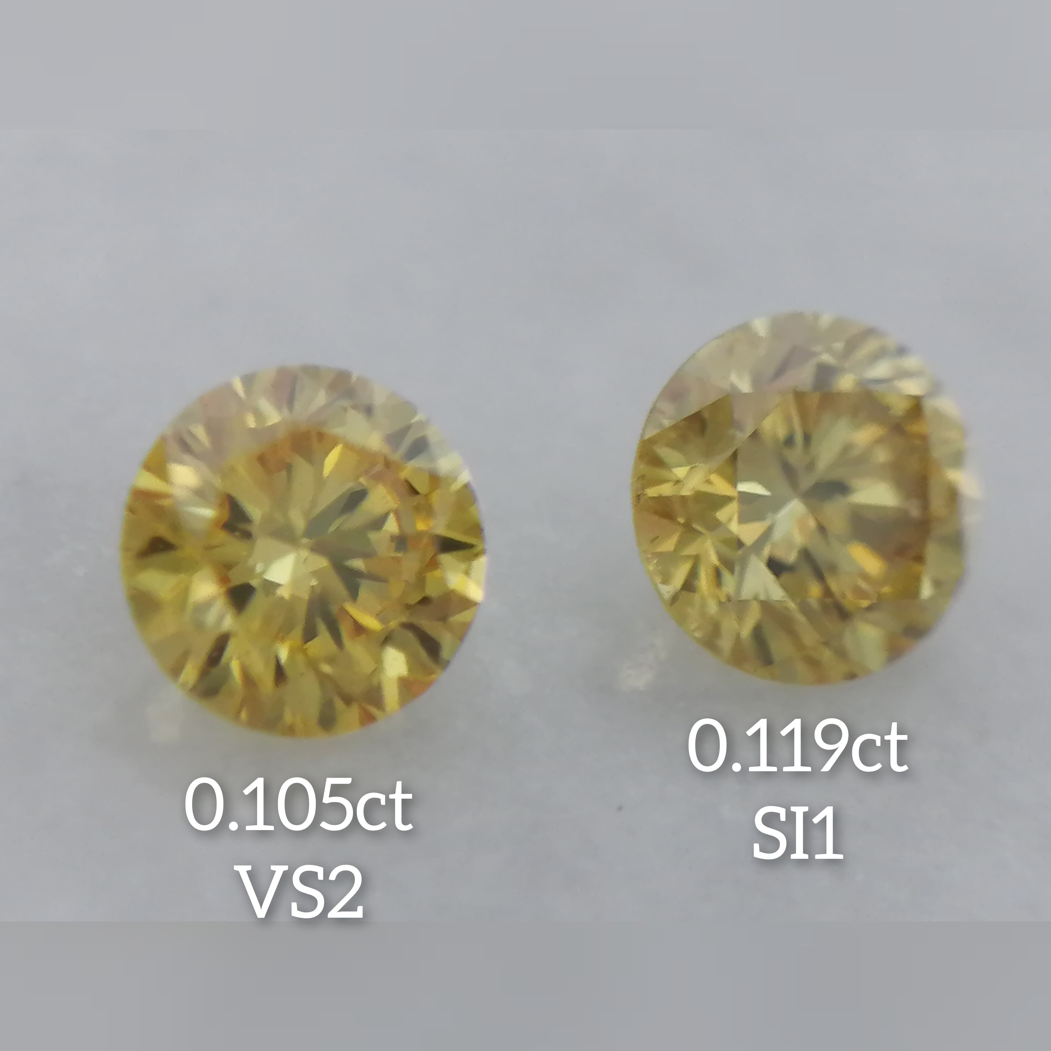 【summer SALE 8/31迄】 イエローダイヤモンドルース2石ペアセット 0.105ct /0.119ct fancy intense  yellow VS2(AGT)/SI1(CGL) | fancy color plus powered by BASE