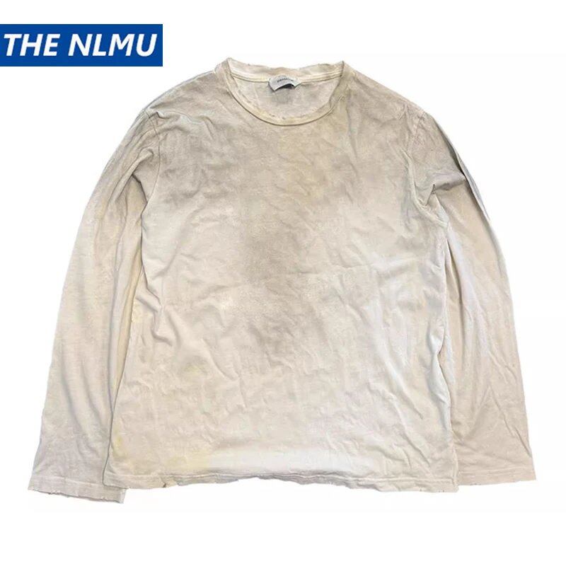 ヴィンテージ長袖 Tシャツホップヒップストリート原宿ダーティウォッシュ Tシャツルーズカジュアル Tシャツトップスユニセックスレトロ Tシャツ Y2K