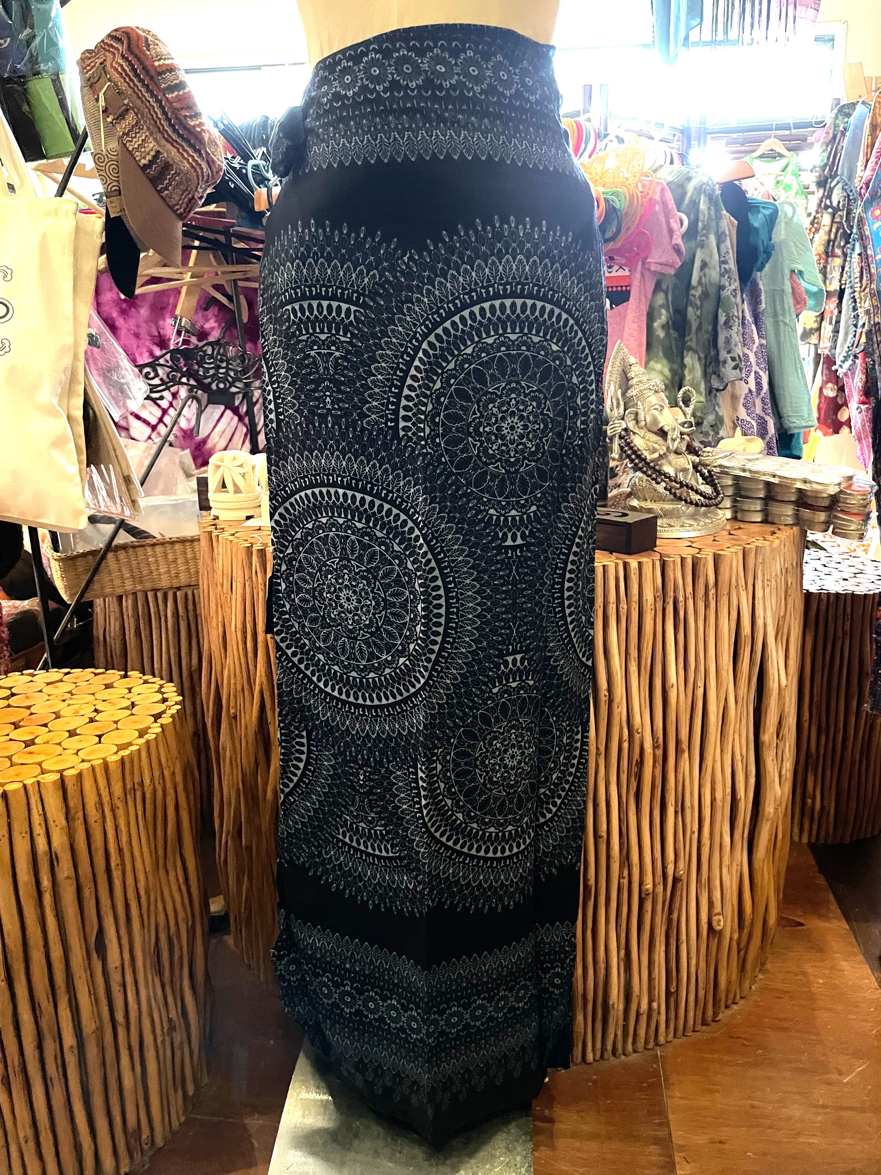 巻きスカート ラップスカート ロングスカート メンズスカート レディーススカート スカート ユニセックス アジアンスカート エスニックスカート メンズスカート マッサージ ユニホーム 柄 アフリカン エスニック アジアン 男女兼用 ブルー * アジアン雑貨No.278