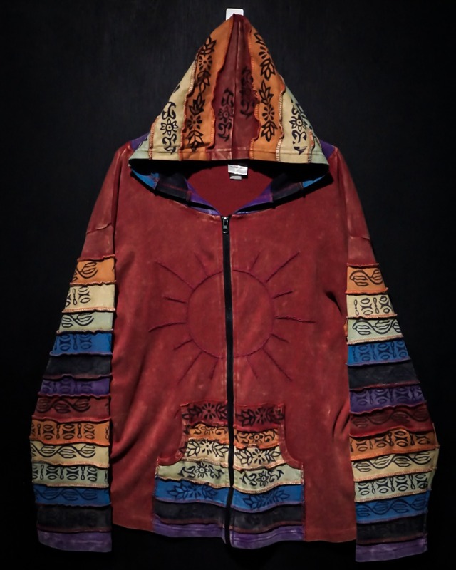 【WEAPON VINTAGE】Multiple Coloring Patchwork Design Loose Zip Up Hoodie Jacket