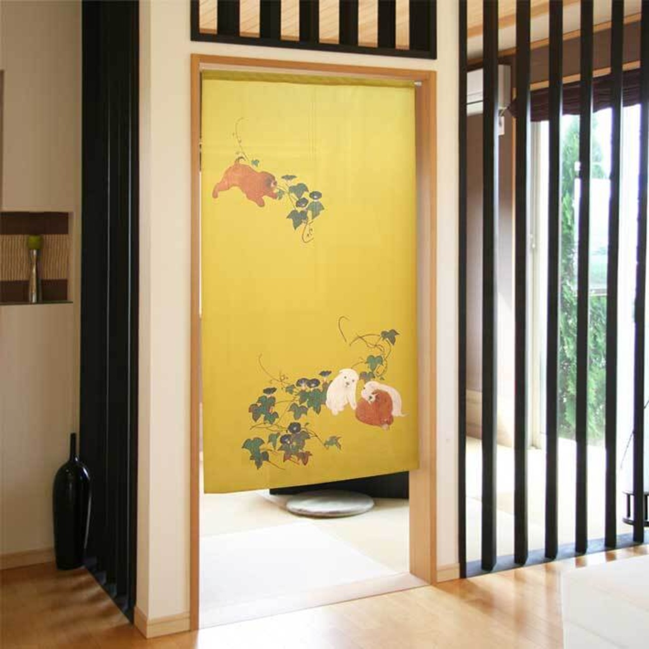 【受注生産】【のれん】円山応挙 犬 幅85ｘ丈150cm