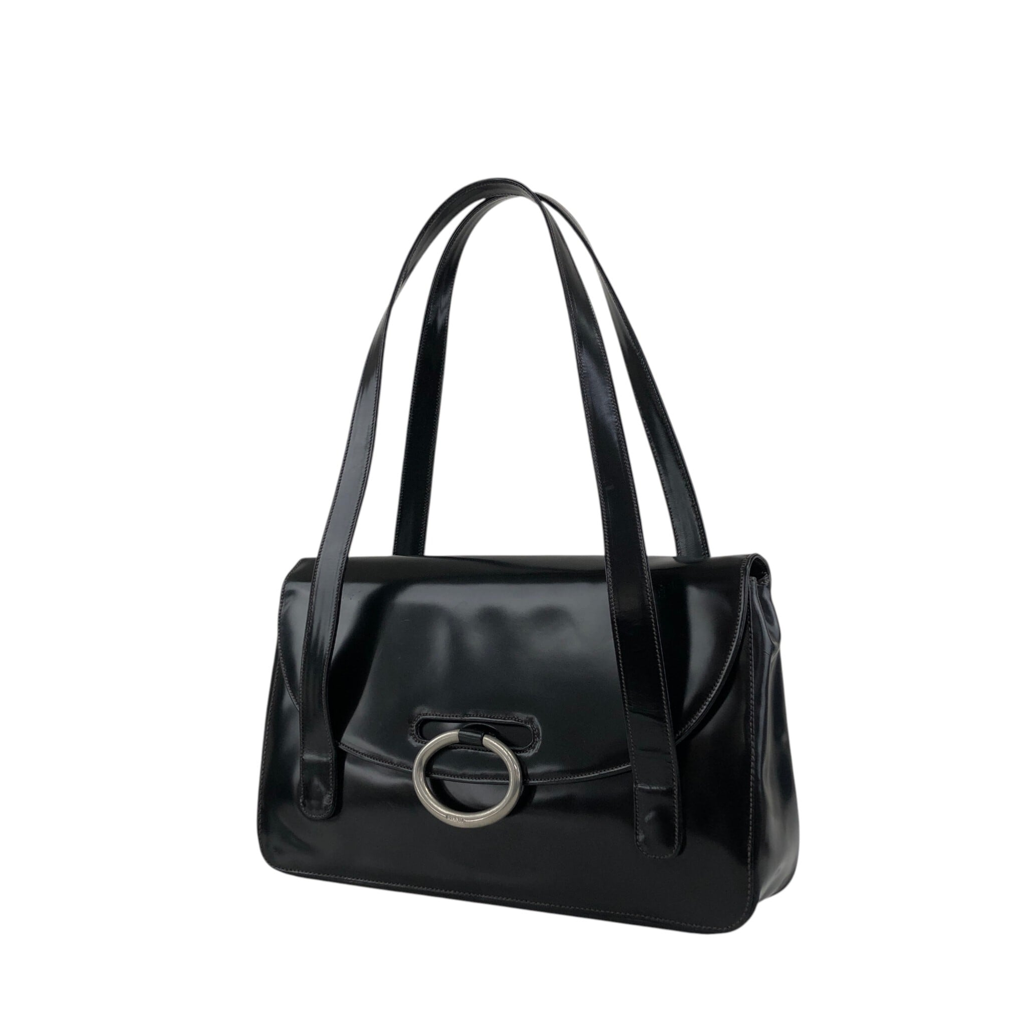 PRADA プラダ ハンドバッグ ブラック エナメル トートバッグ vintage 