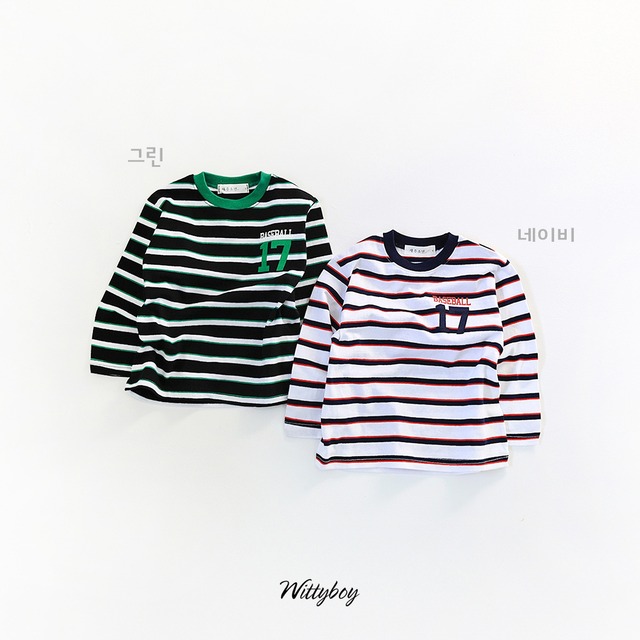 【取寄】witty boy｜baseball stripe tee｜ベースボールボーダーT｜5-21｜kids&jr&mom｜26 spring