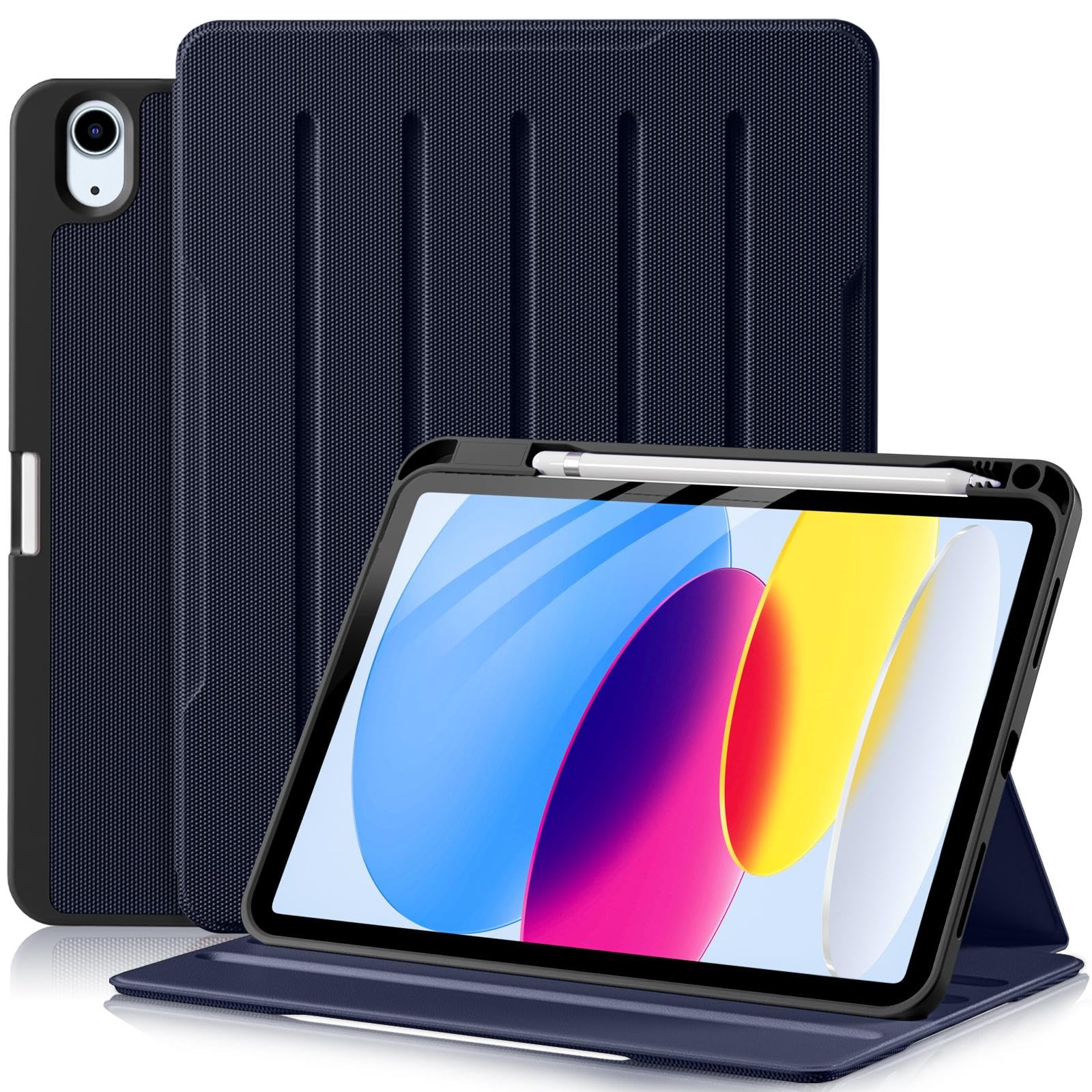 【Maledan】iPad 11世代 2025/2022 保護ケース 高級PUレザー カバー Apple Pencil 収納可能 自動スリープ/ウェイク機能付き 四段調節可能 ペンホルダー ビジネス仕様 ビジネスミーティング/オフィス用 iPad 第10世代 ケース