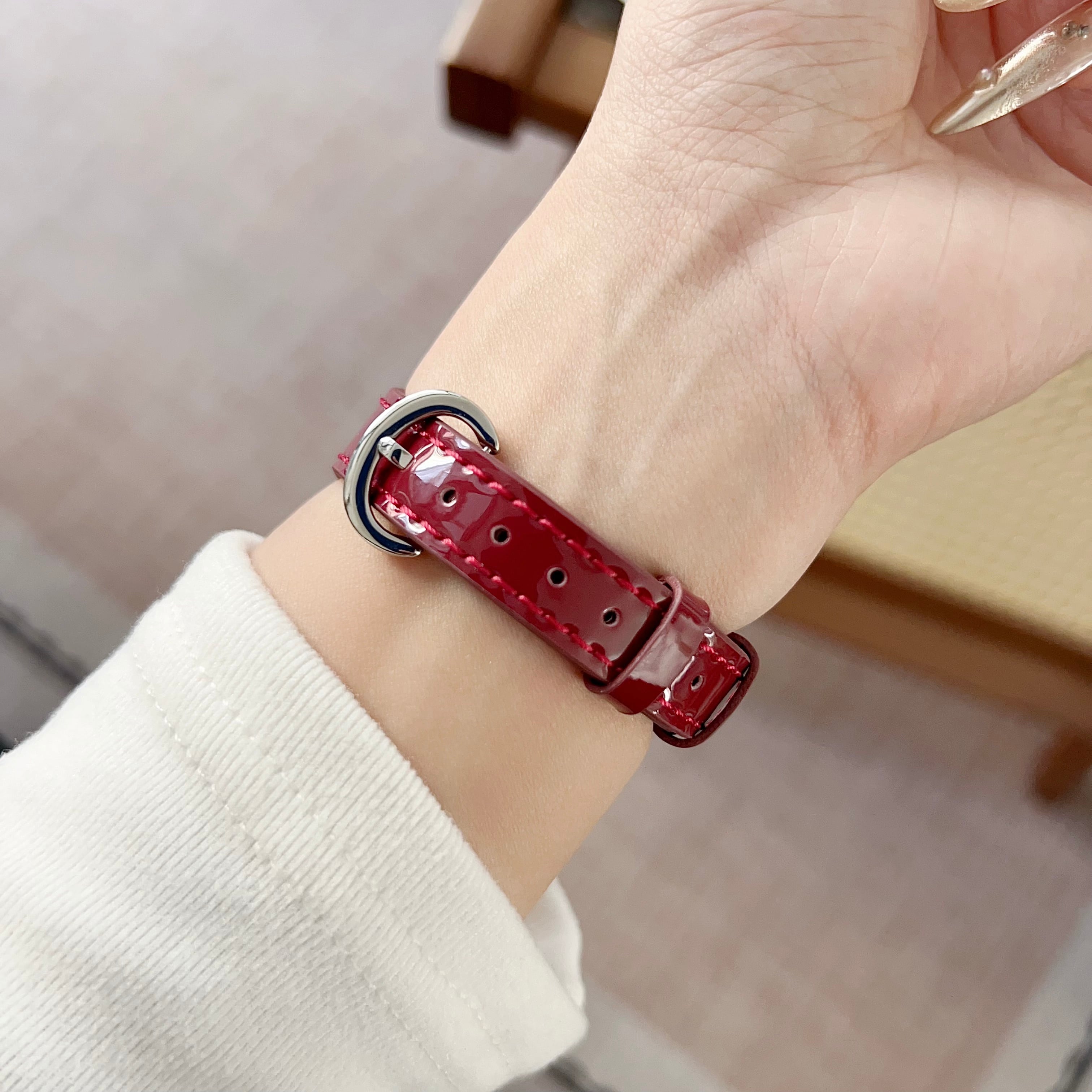 エナメル Apple Watch バンド おしゃれ アップルウォッチバンド ワイン