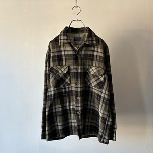 -PENDLETON- 50s open collar wool check shirt