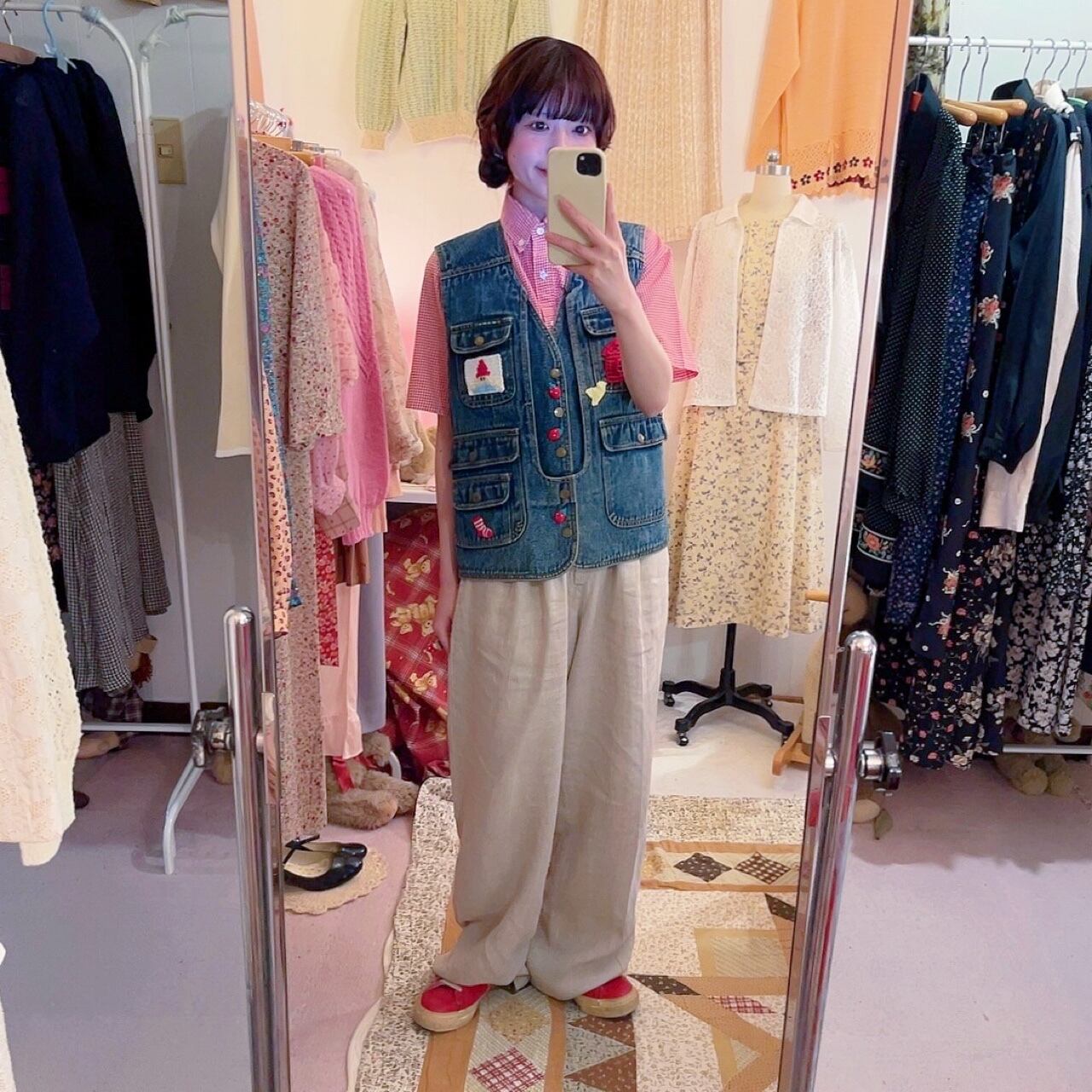 beige linen wide pants