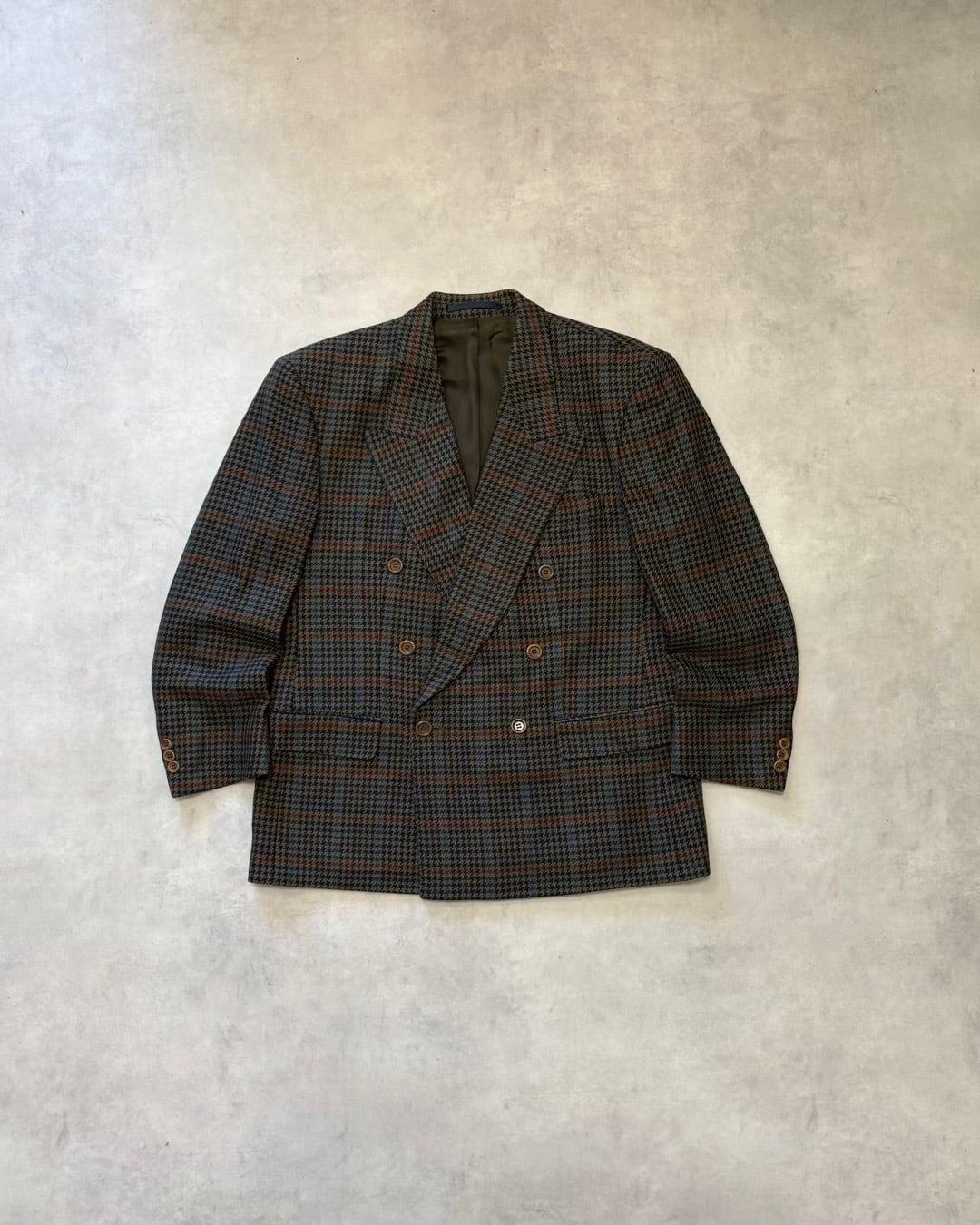 【Used】“HUGO BOSS” Houndstooth Check Double-Breasted Wool Jacket Made in Germany