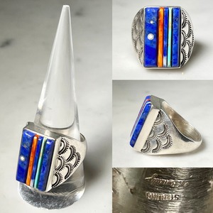 VERONICA BENALLY silver multi stone inlay ring
