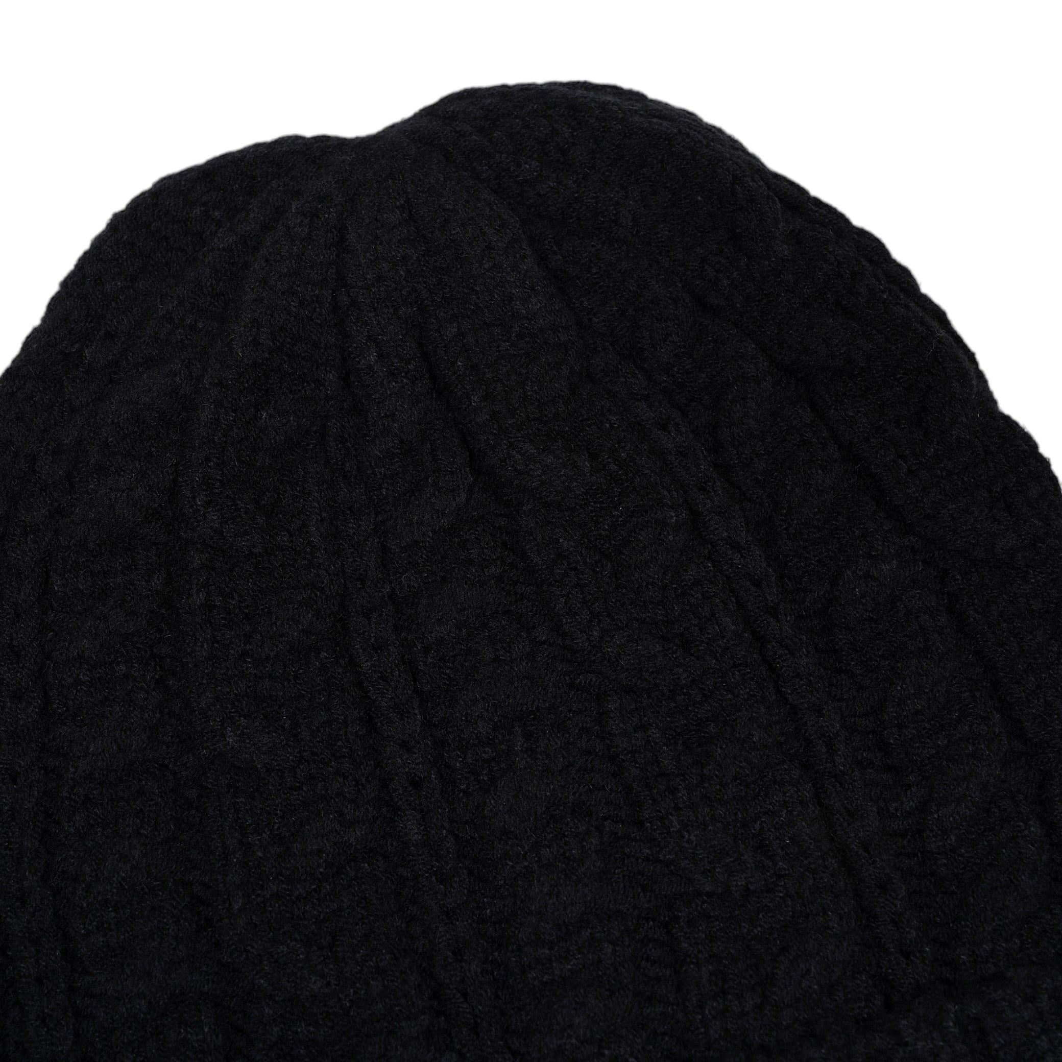 cursive Logo Cable Knit Cap BLACK (TL004-CP) | THREEL