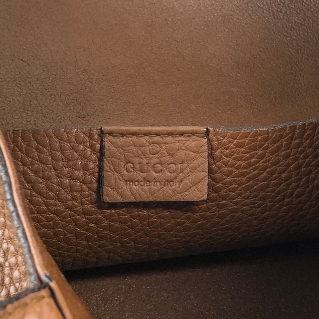 GUCCI グッチ トートバッグ ブラウン ロゴ型押し レザー vintage ヴィンテージ オールド 7tbu4m
