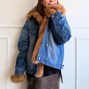 ミカーレミカーレ MICALLEMICALLE デニムドッキングライナーボア＆ファー付きジャケット