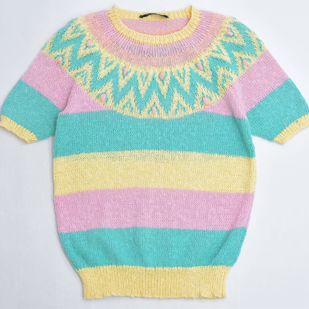 80～90s 19nineteen ペールトーン マルチカラー ボーダー パターン