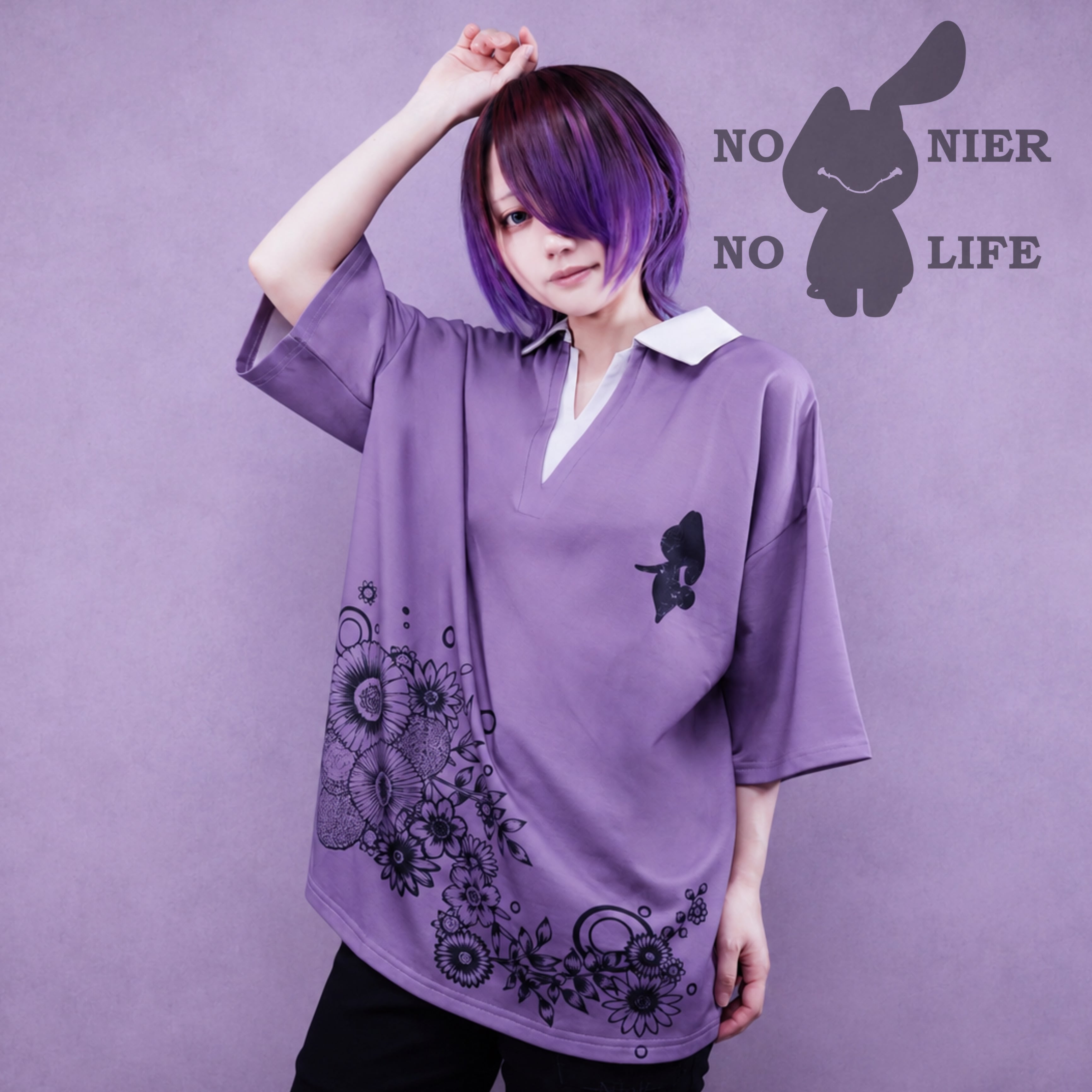 FAKE LAYERED FLOWER TOPS【PURPLE】 | NIER CLOTHING