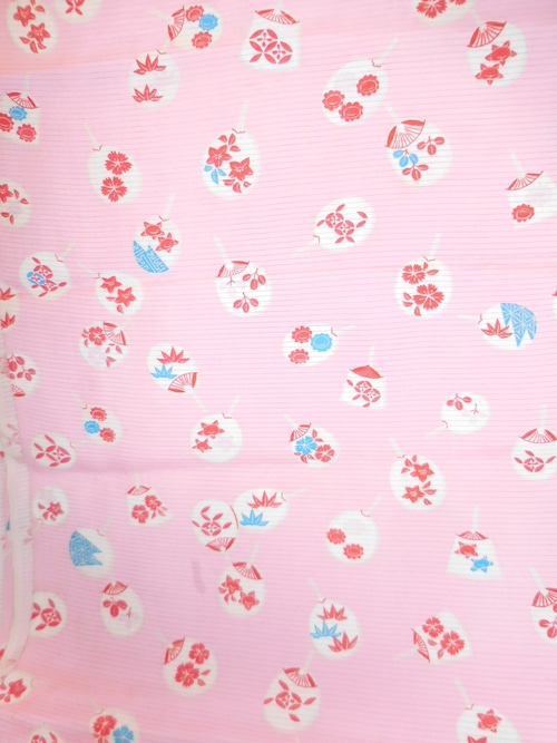 平絽団扇模様子供反物 Ro silk  a roll of cloth for  Kimono(child)