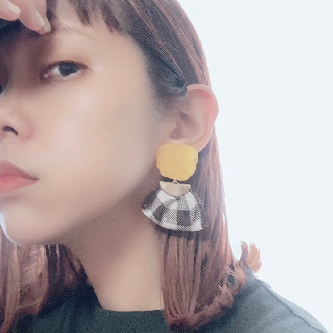 ribbon - check （ viola ）   ピアス / イヤリング