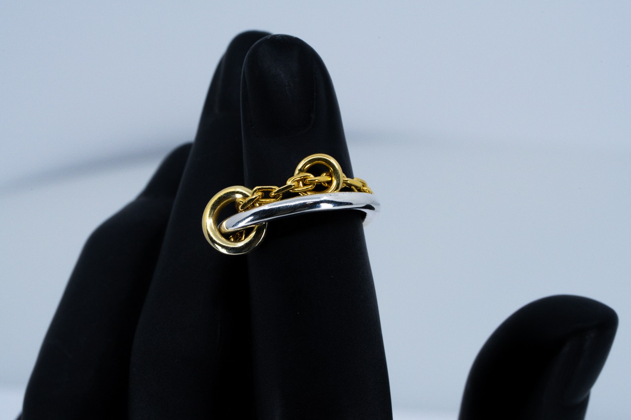 R-125 Chain combination ring(round wire)( 24K Gradient Gold Plated)